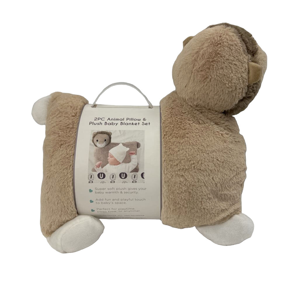 Animal Pillow + Plush Blanket