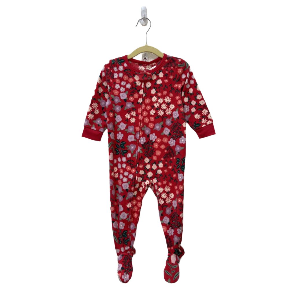 Fleece LS Footed Onesie / Flowers