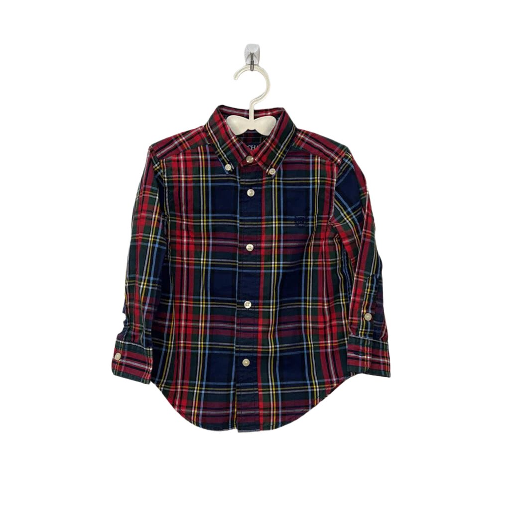 LS Collared Button-Down Plaid Shirt