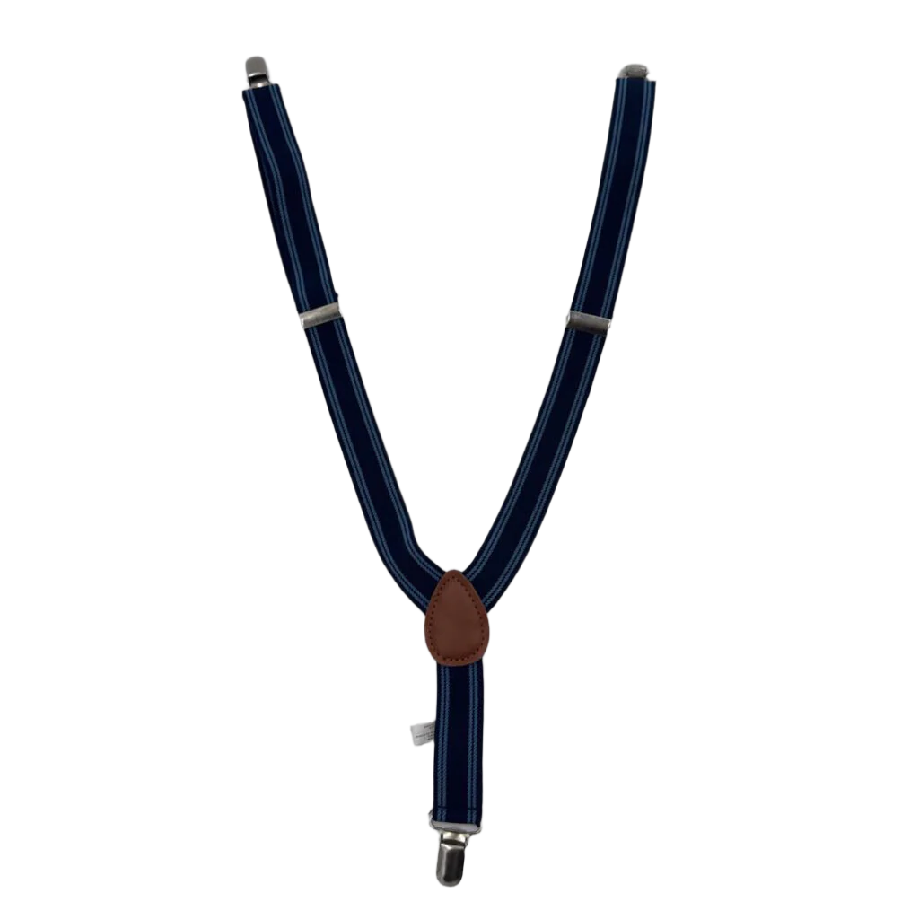 Suspenders / Blue Stripe + Metal Clasps