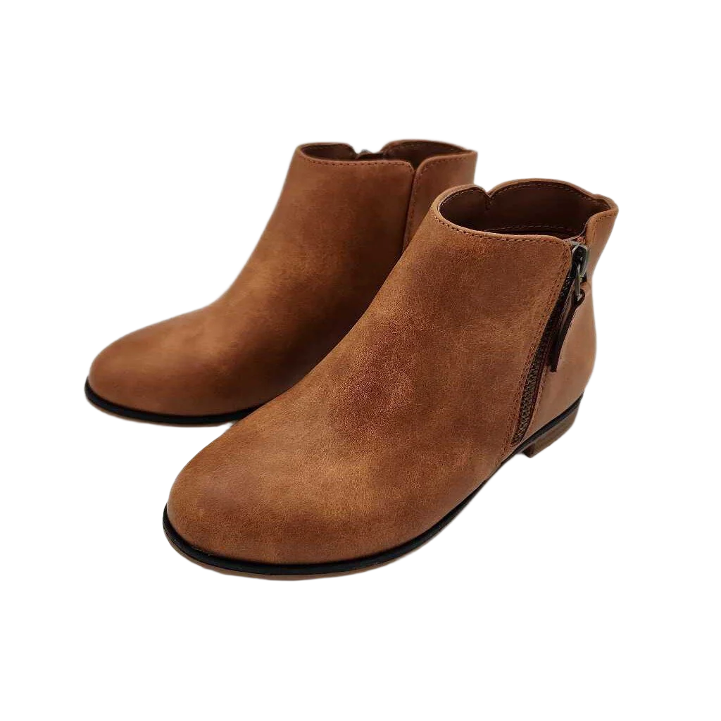 Zip Up Leather Ankle Boots