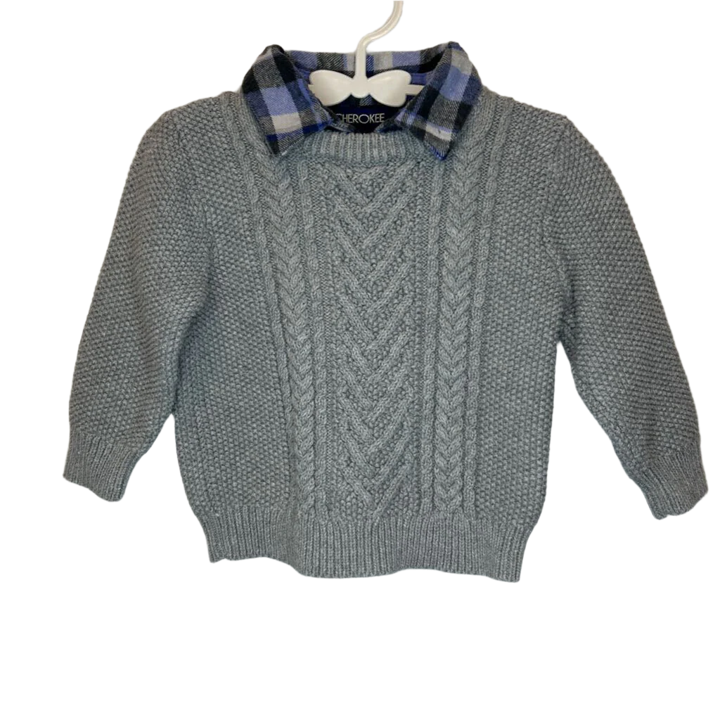 LS Cable Knit Sweater Faux Collar