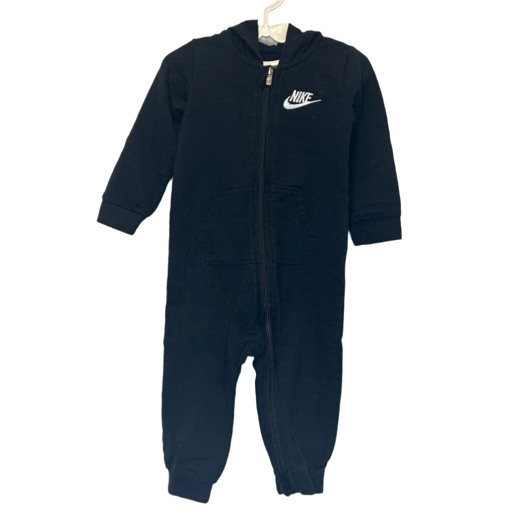 Zip Up Hooded LS Romper / Nike Logo