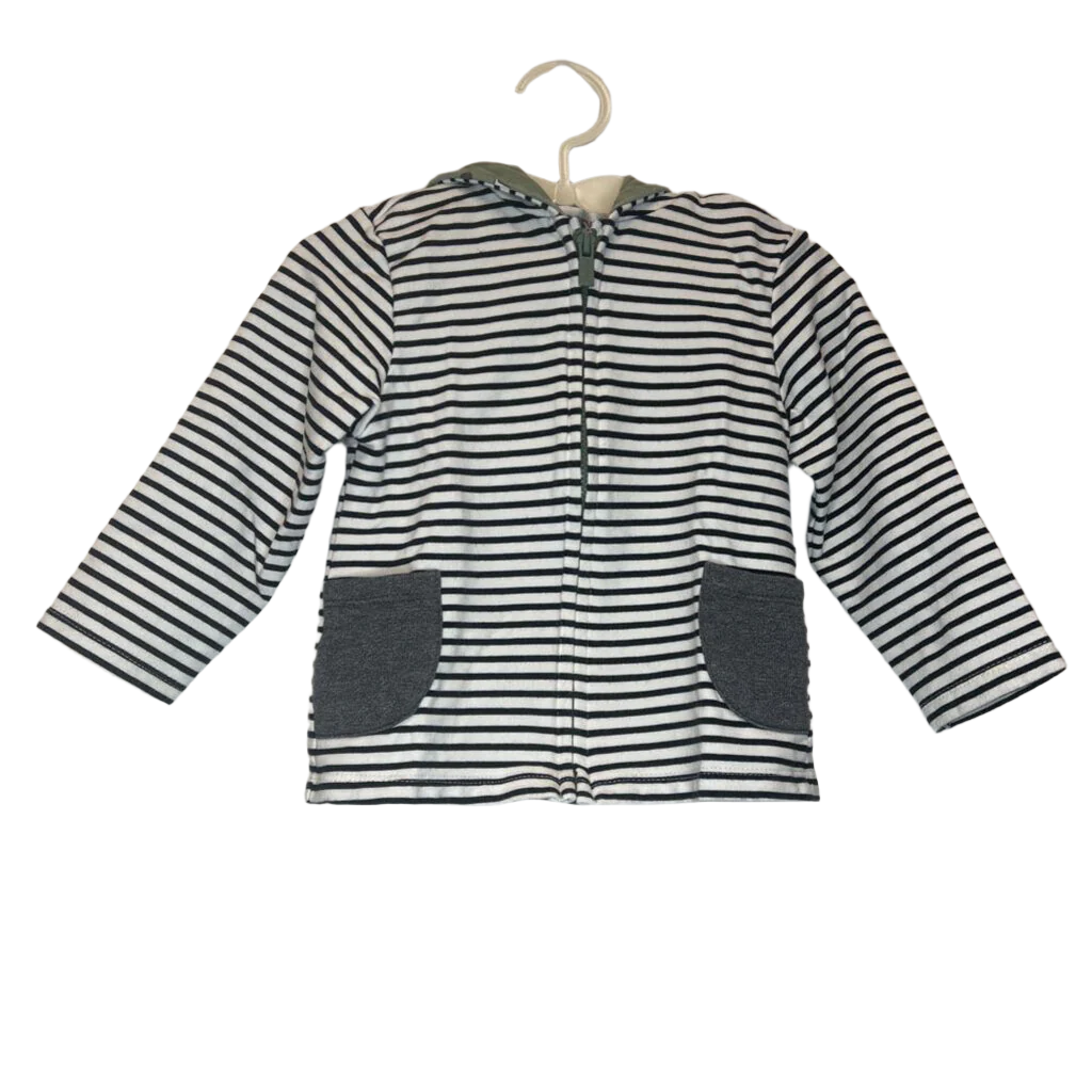 Zip Up Hooded Striped Sweater