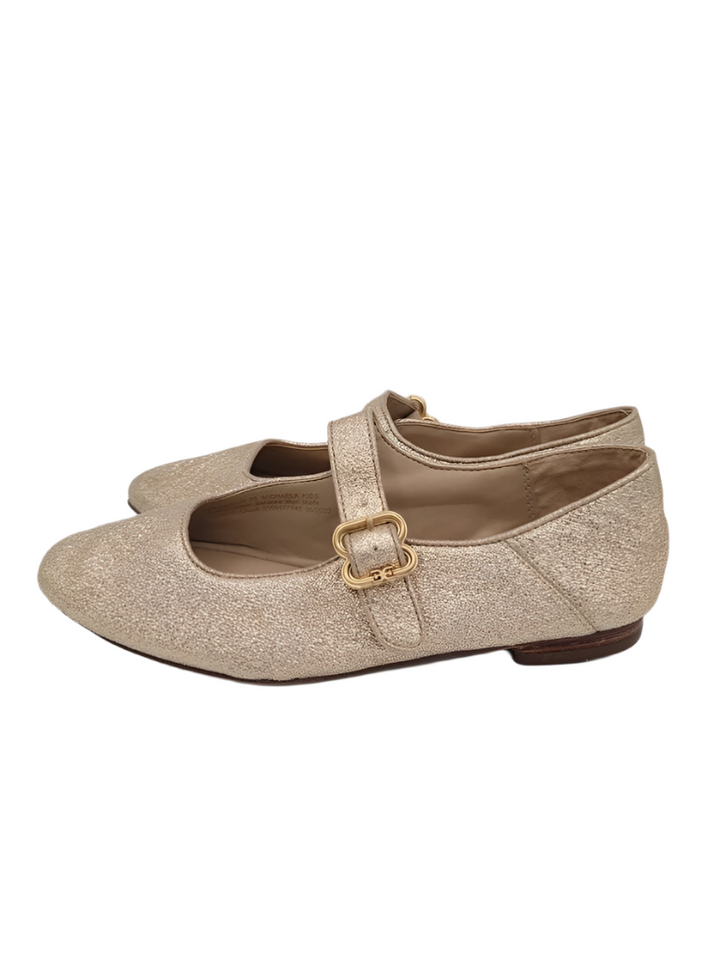 Buckle Clasps Glittery Gold Flats