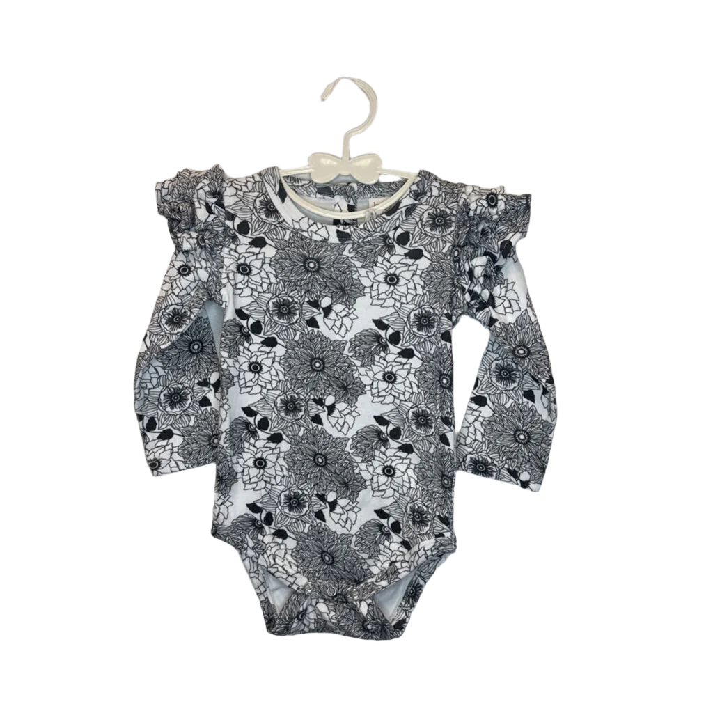 LS Ruffle Sleeve Onesie / Floral