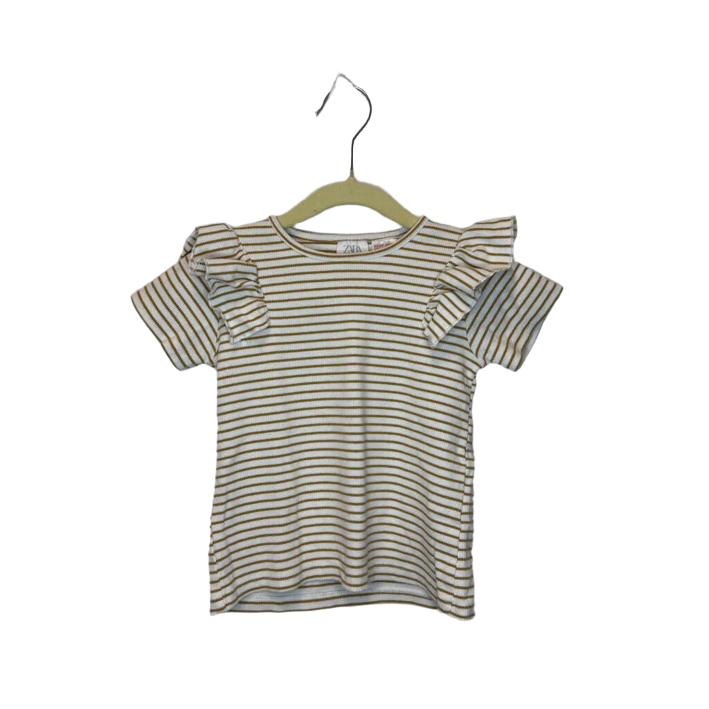 SS Shirt / Ruffle Shoulder + Striped