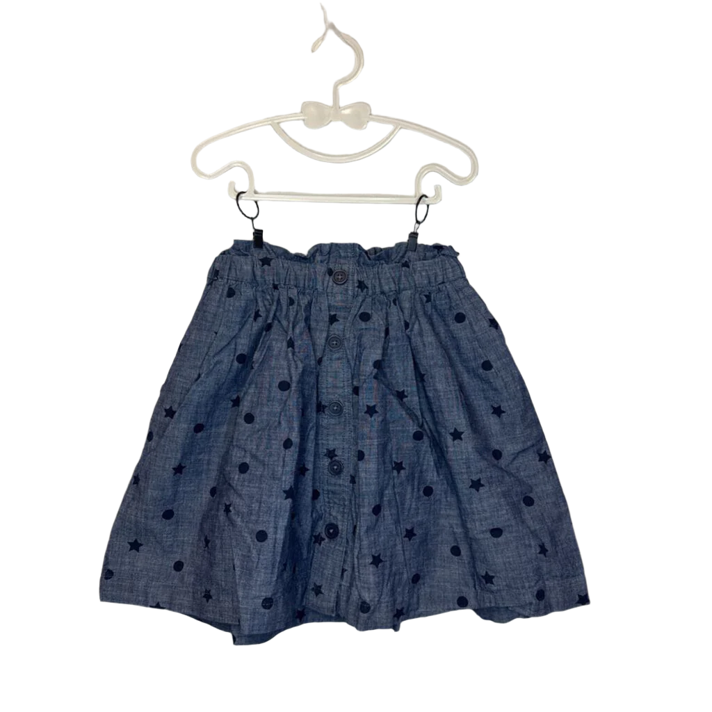Elastic Waist Button Down Skirt / Stars
