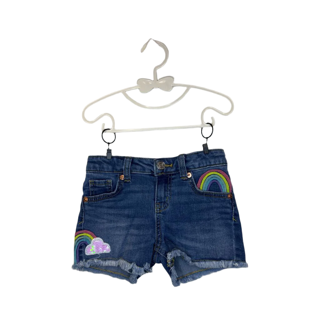 Adjustable Waist Denim Shorts / Rainbow