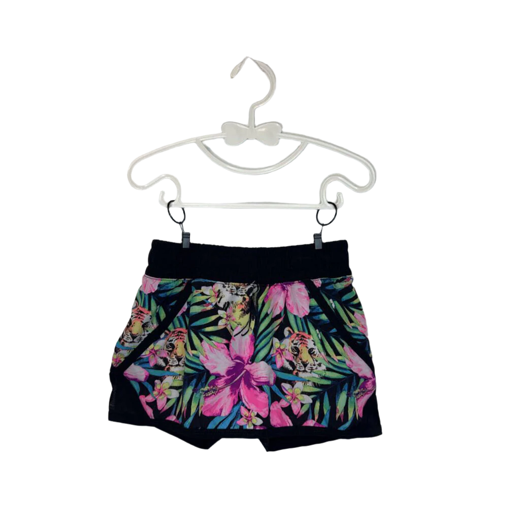 Elastic Waist Athletic Shorts / Flowers