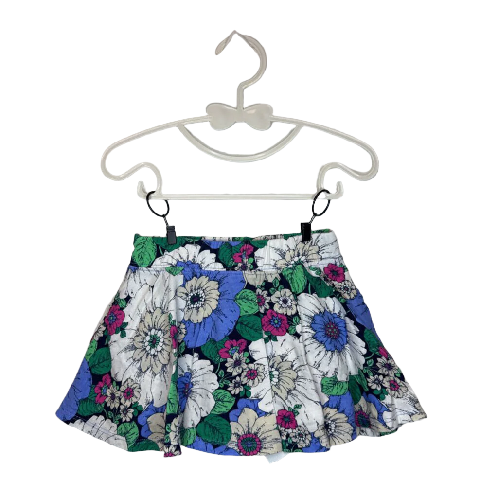 Elastic Waist Cotton Skort / Flowers