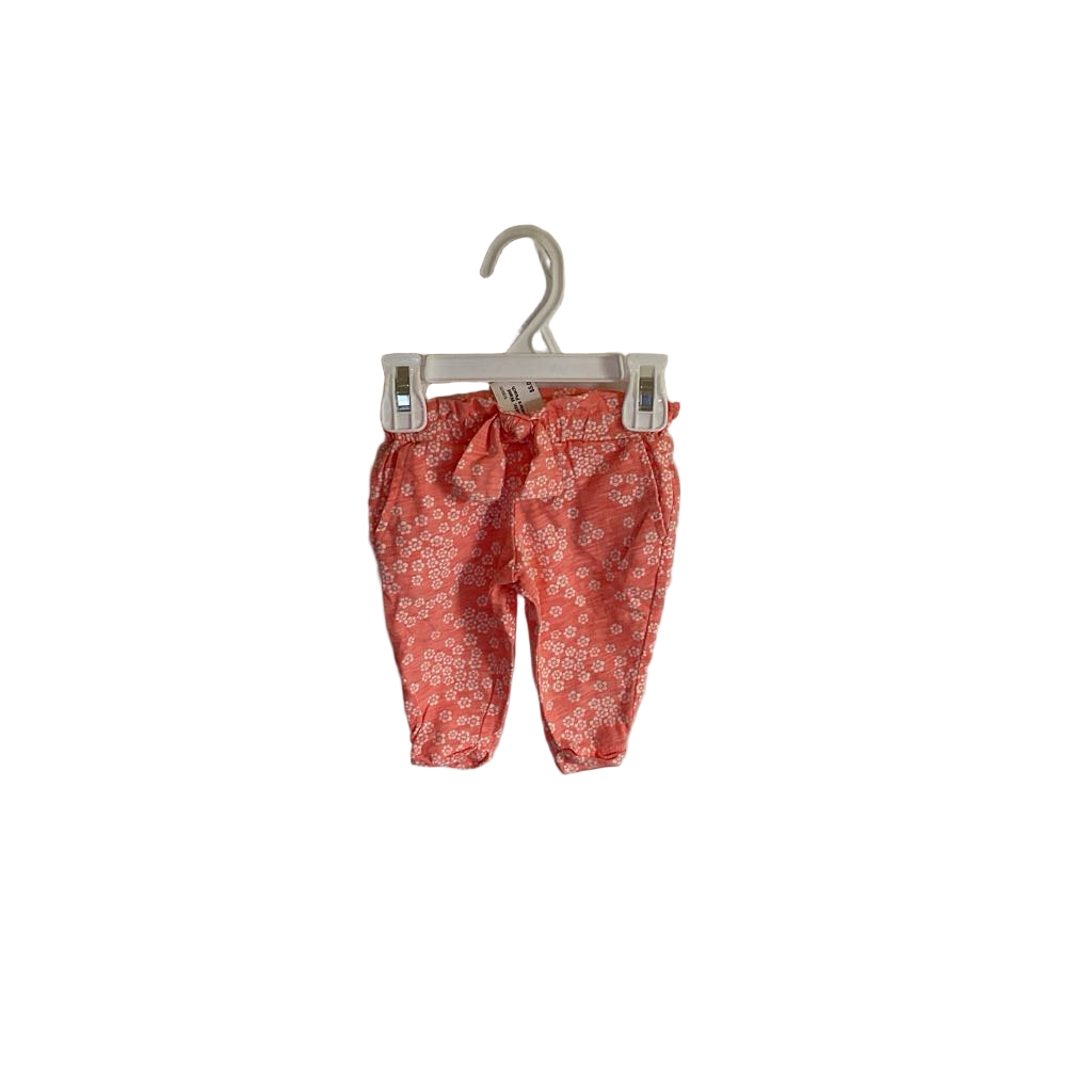 Elastic Waist Cotton Pants / Flowers