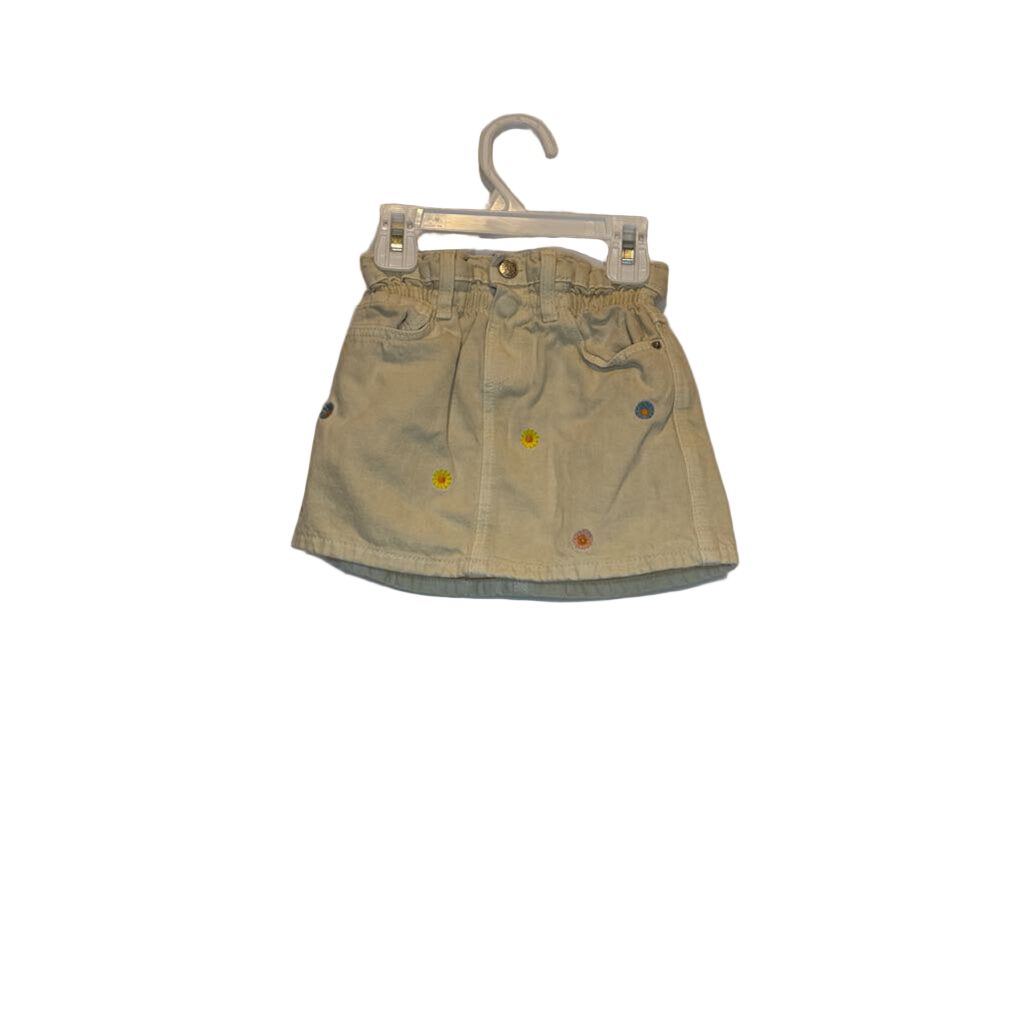 Elastic Waist Khaki Skirt