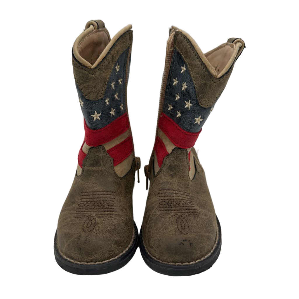 Zip Up Cowboy Boots / American Flag