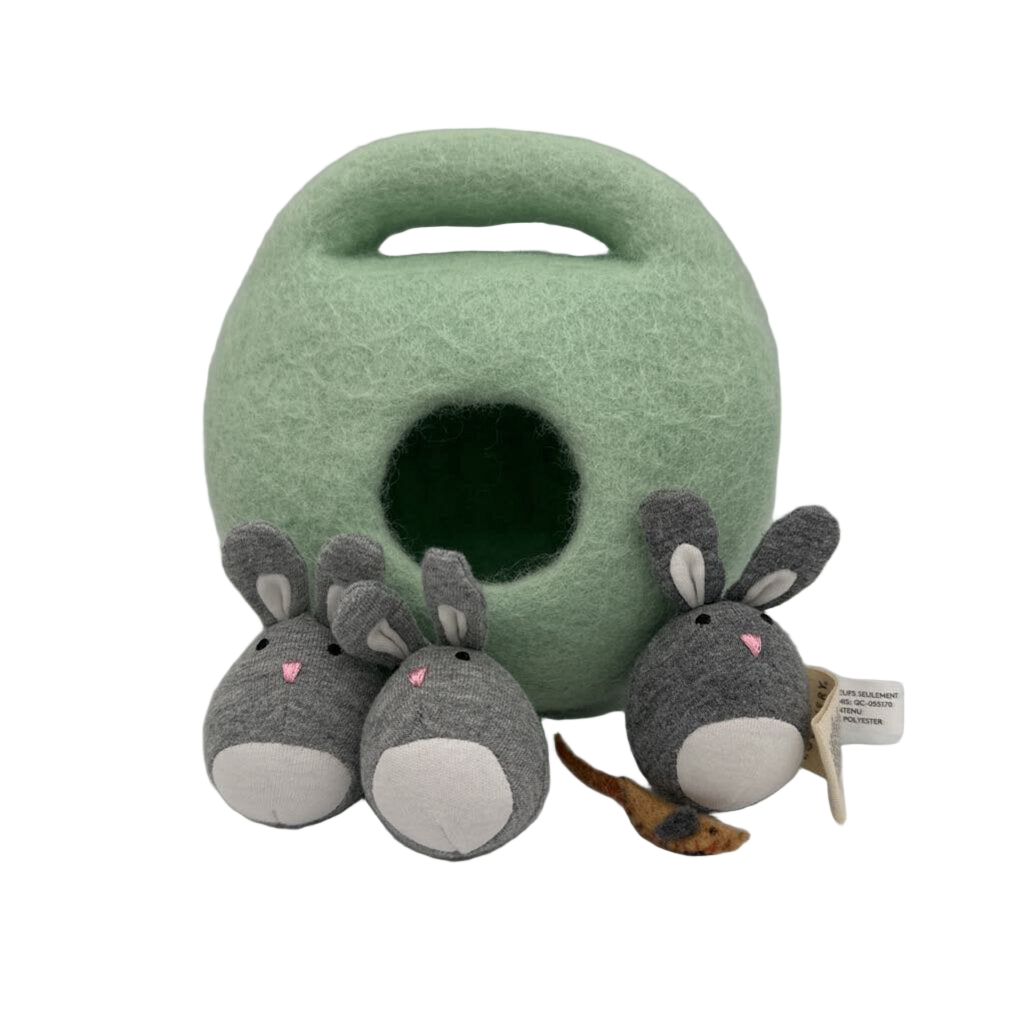 Felt Bunnies in Burrow