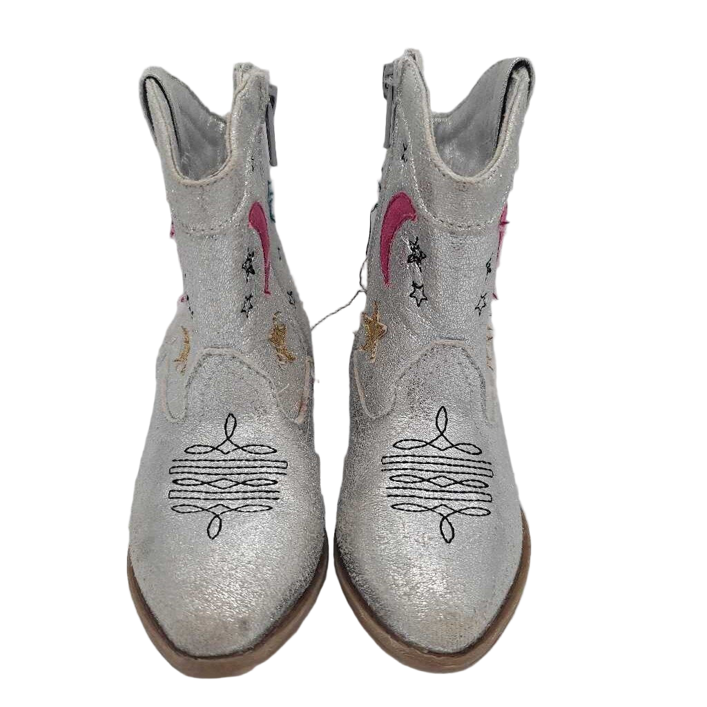 Zip Up Silver Cowgirl Boots / Stars
