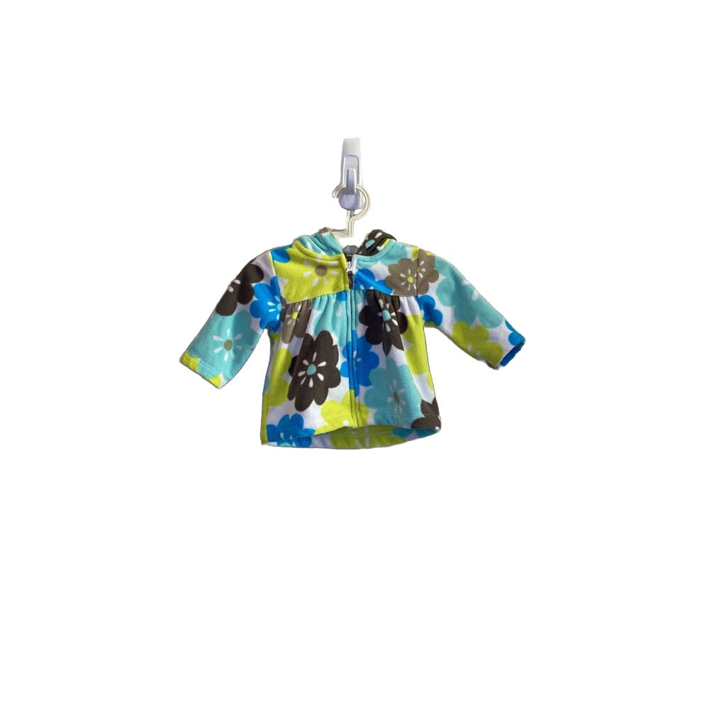 Fleece Zip-up Hoodie - Flowers
