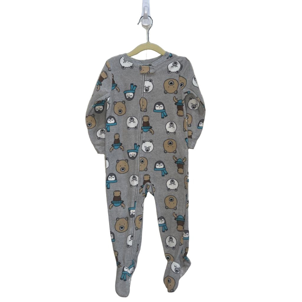 LS Footed Blanket Onesie / Animal Faces