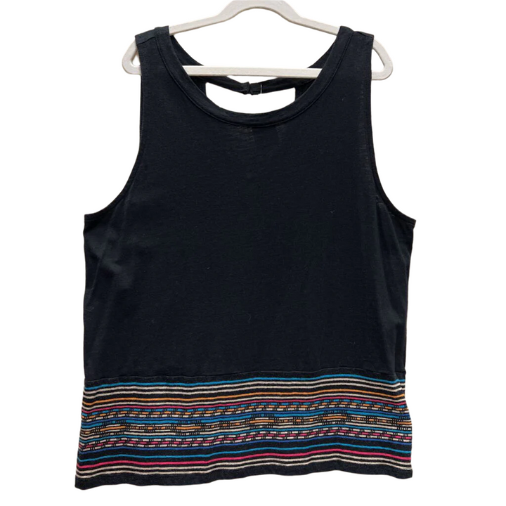 Black Sleeveless Blouse w/Multi Color Design M