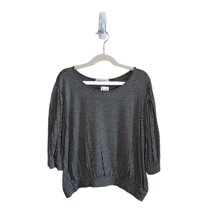 Checkered Short Blouse, Qtr Sleeves