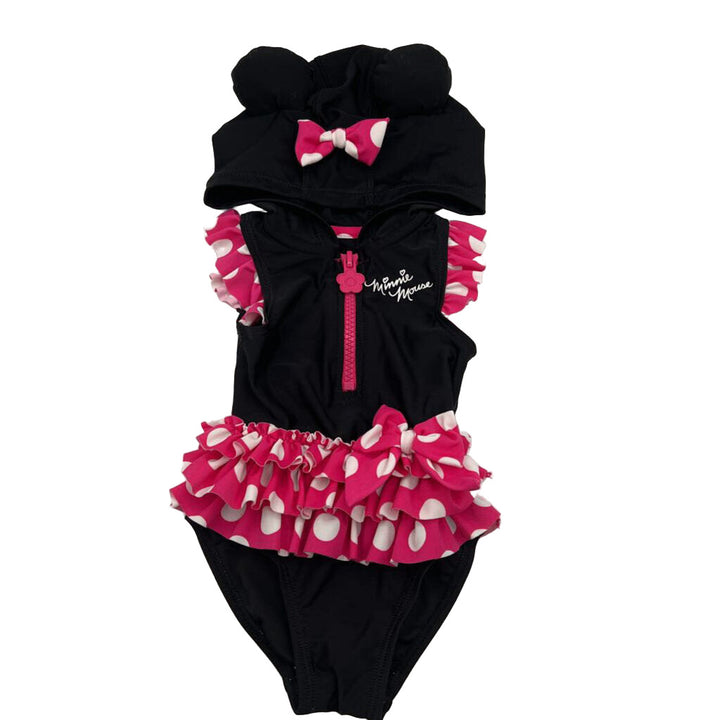 Hooded One Pc Bathing Suit / Minnie Mouse