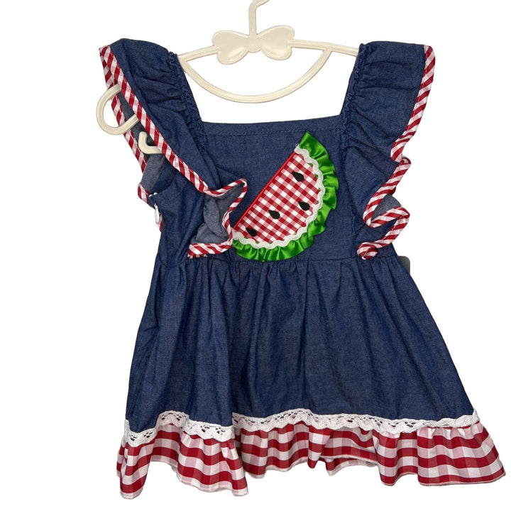 Jean Dress / Watermelon & Checkered