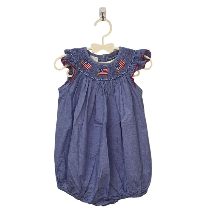 Sleeveless Smocked Romper / Flags