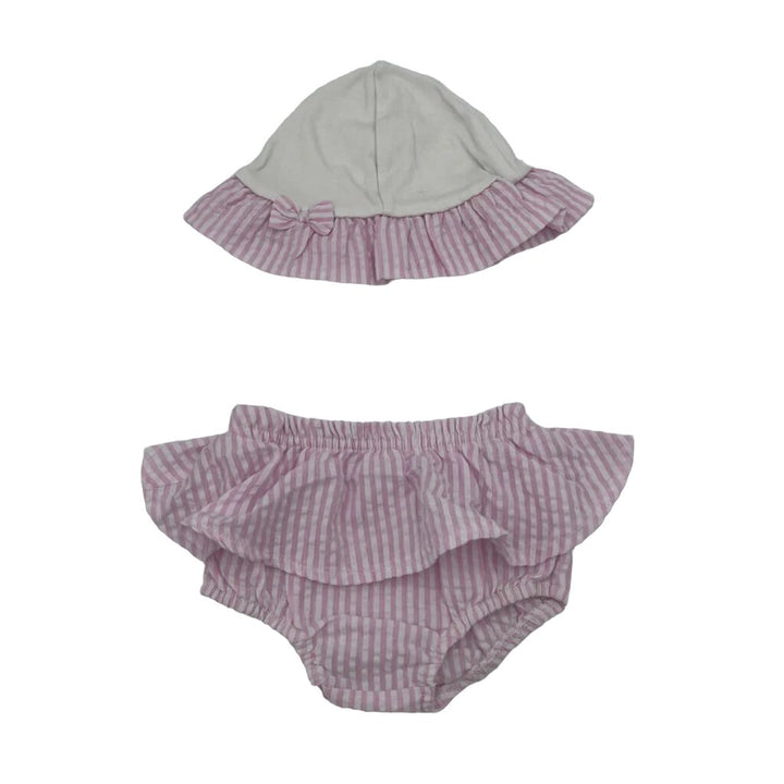 Sleeveless Set w Sun Hat / Stripes