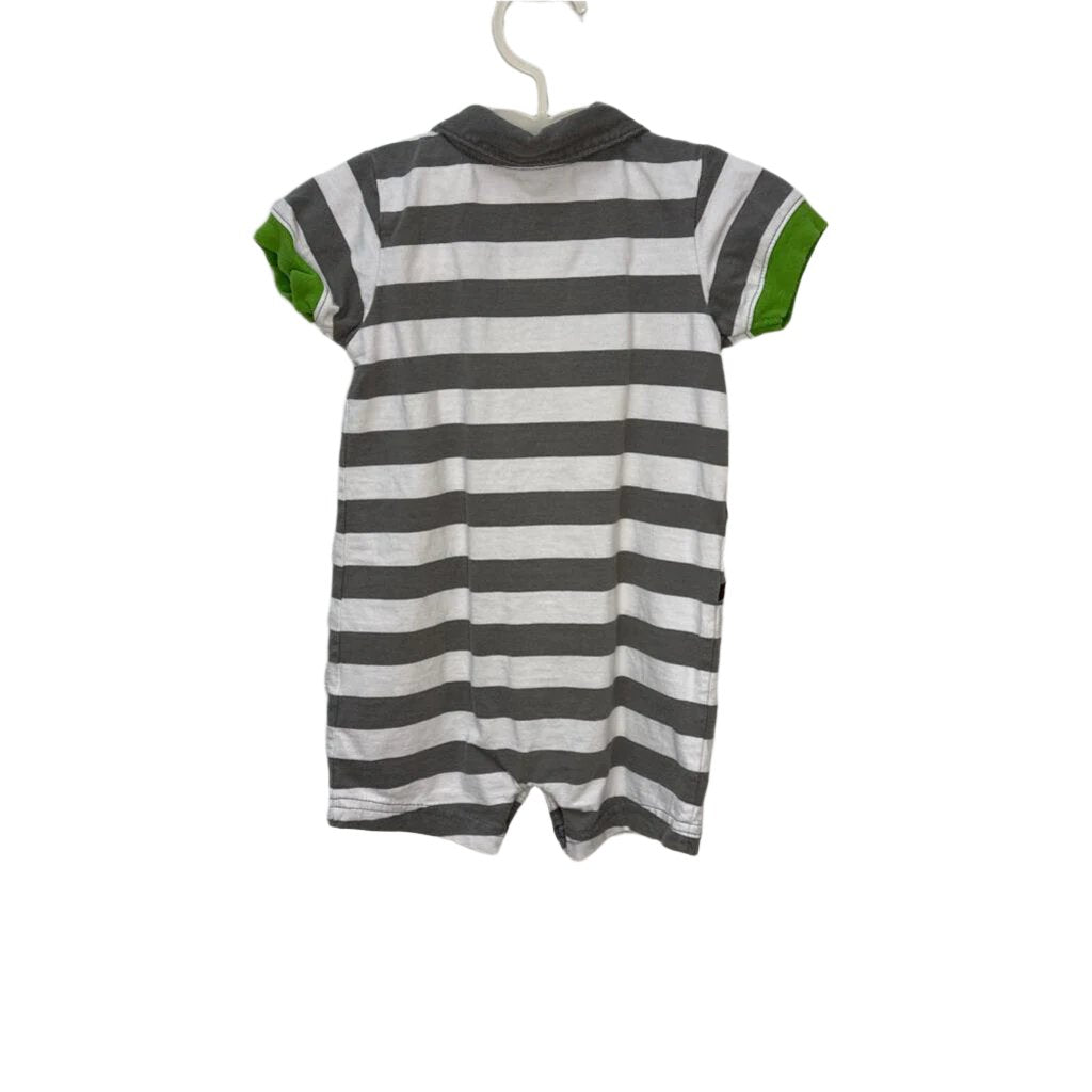 SS Collared Striped Romper / Monkey