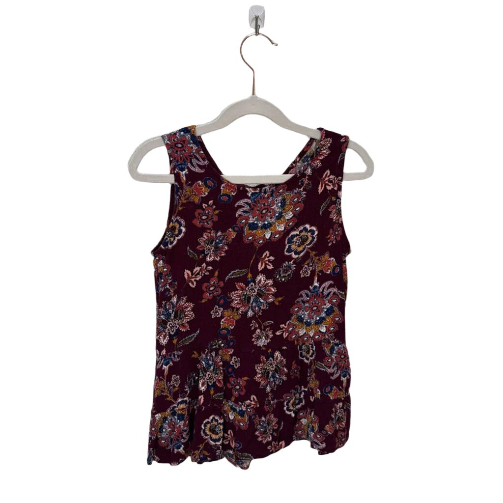 Tank Blouse / Floral + Tie Neck