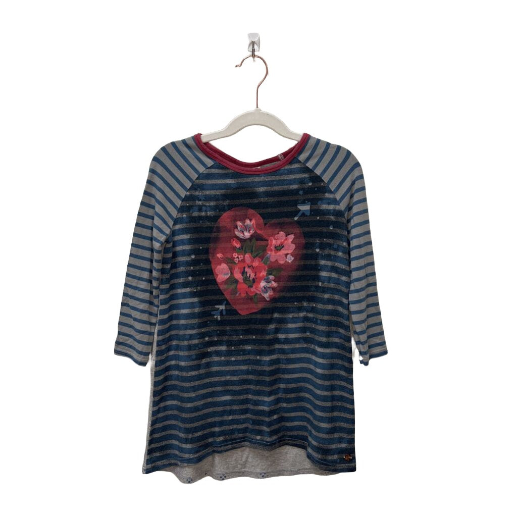 LS Striped Shirt / Heart + Flowers