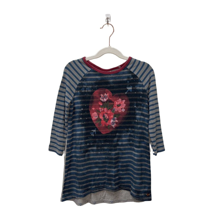 LS Striped Shirt / Heart + Flowers