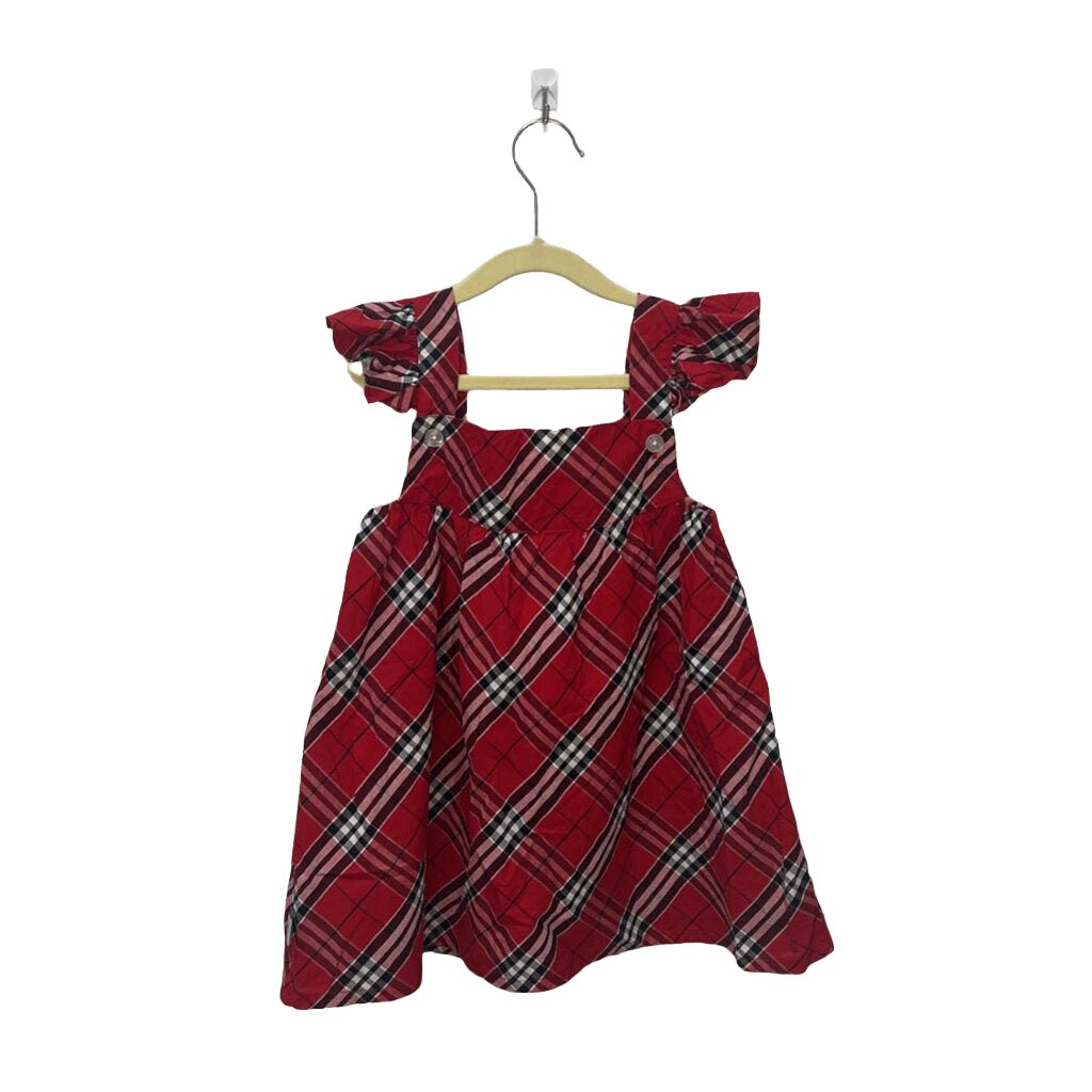 Ruffle Sleeves Dress + Diaper Cover / Plaid