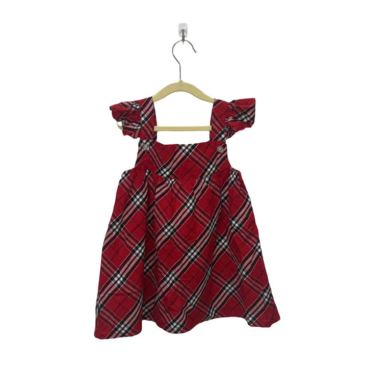 Ruffle Sleeves Dress + Diaper Cover / Plaid