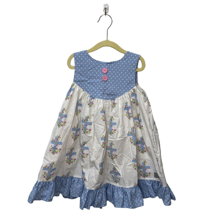 Sleeveless Cotton Dress / Cross + Flowers