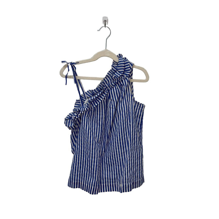 Ruffle Shoulder Stripe Shirt