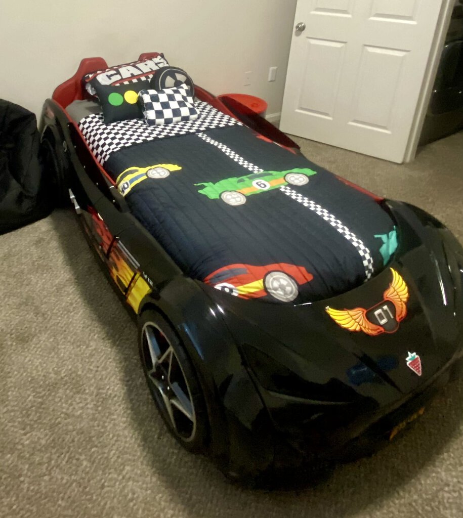 Twin-Size Race Car Bed w/ Gallon Nightstand