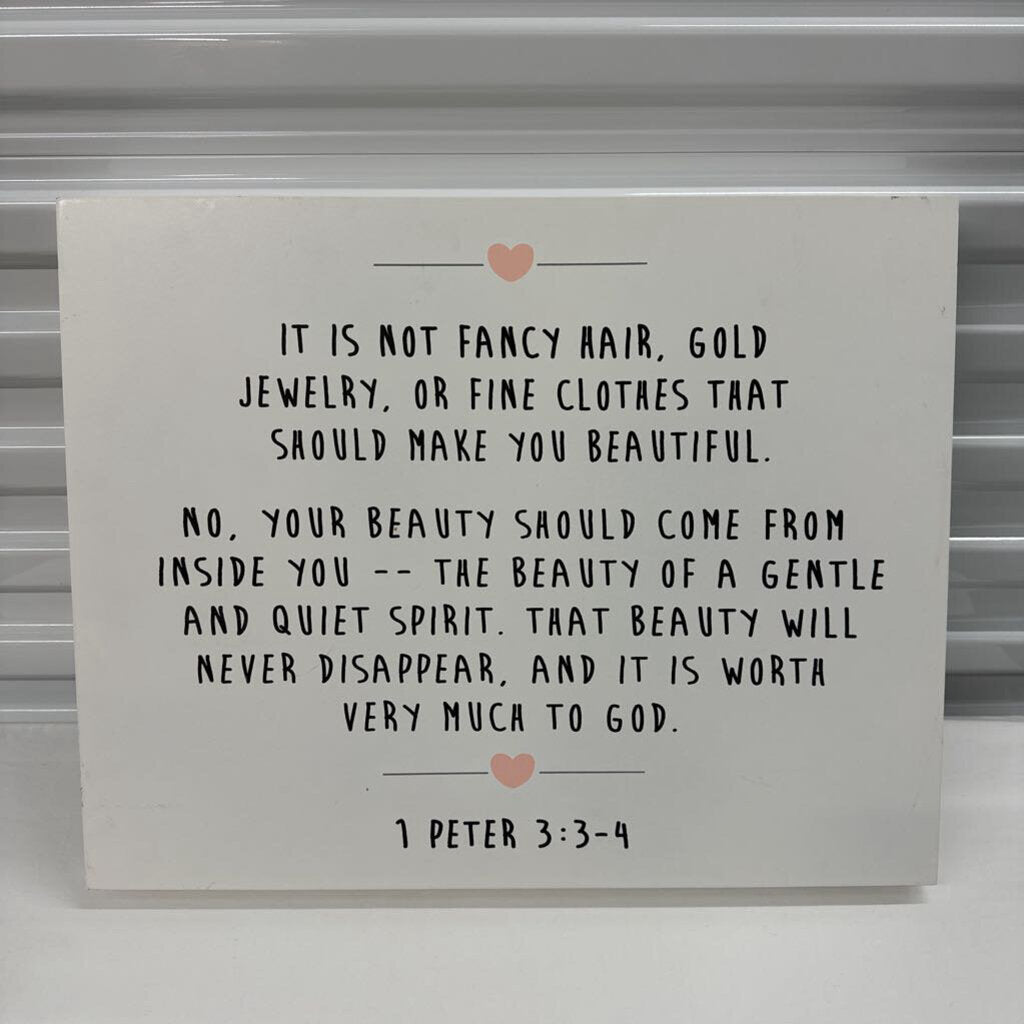 Wood Plaque - I Peter 3:3-4