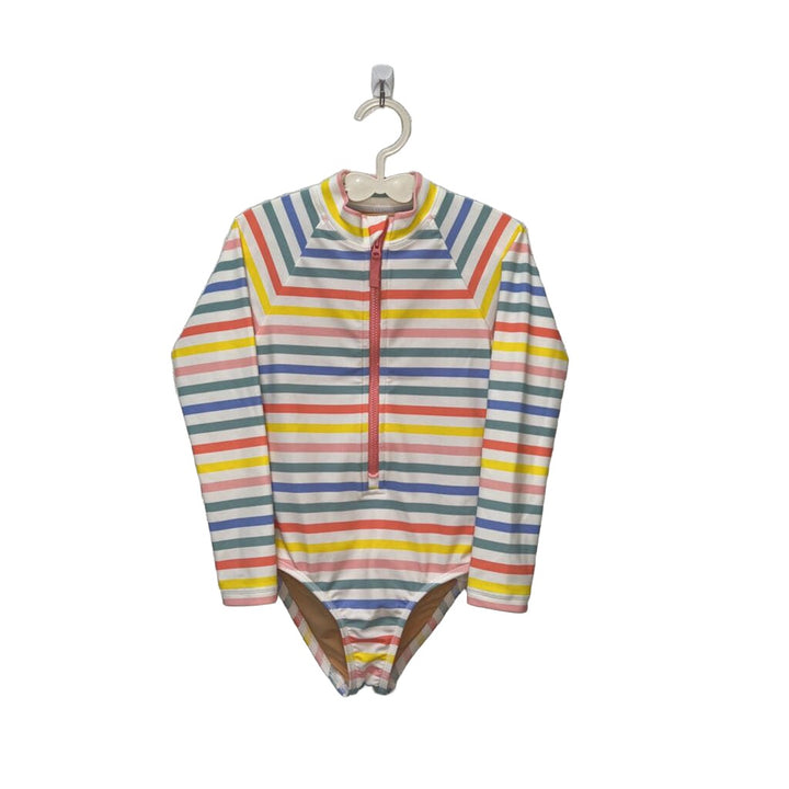 LS Rainbow Striped One Pc Bathing Suit