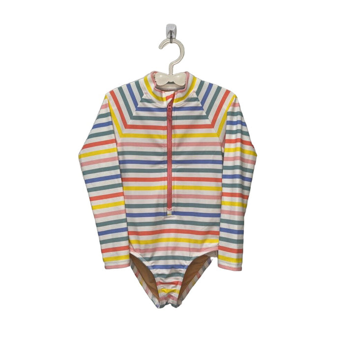 LS Rainbow Striped One Pc Bathing Suit