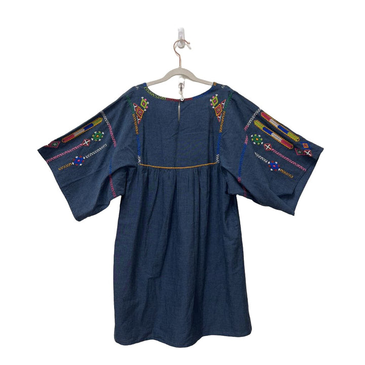 Large Sleeve Dress / Colorful Stitch Pattern