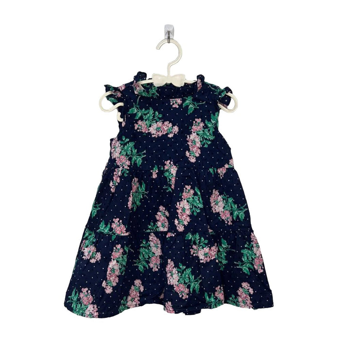 Sleeveless Ruffle Colar Dress / Flowers