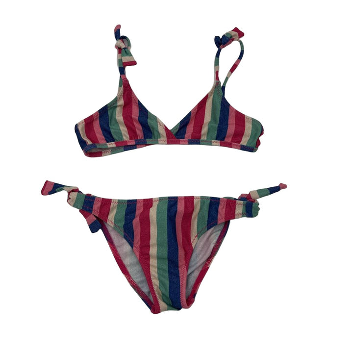 2 Pc Shimmery Striped Swimsuit