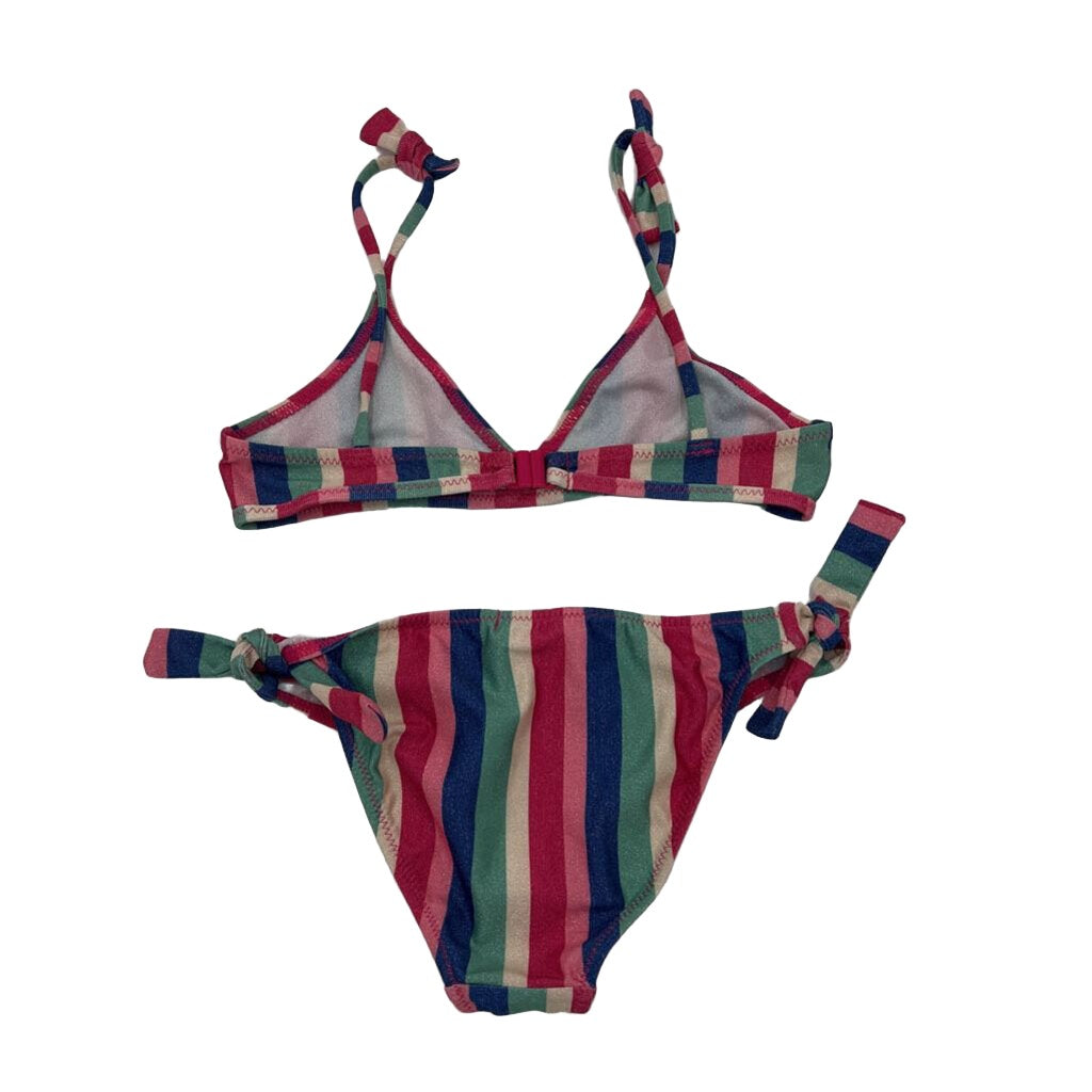 2 Pc Shimmery Striped Swimsuit