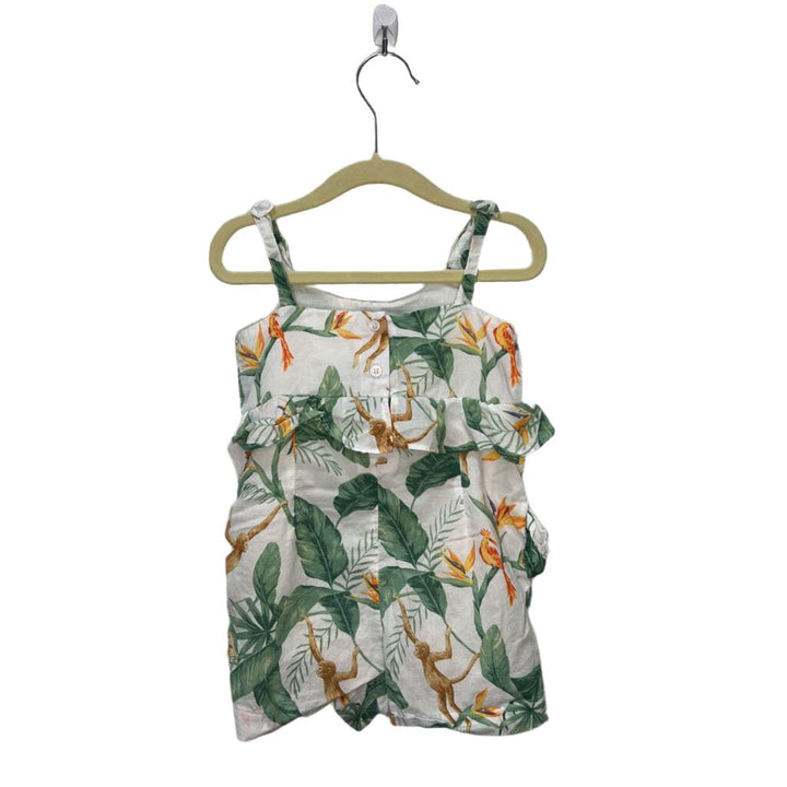 Tank Cotton Romper / Monkeys + Parrots