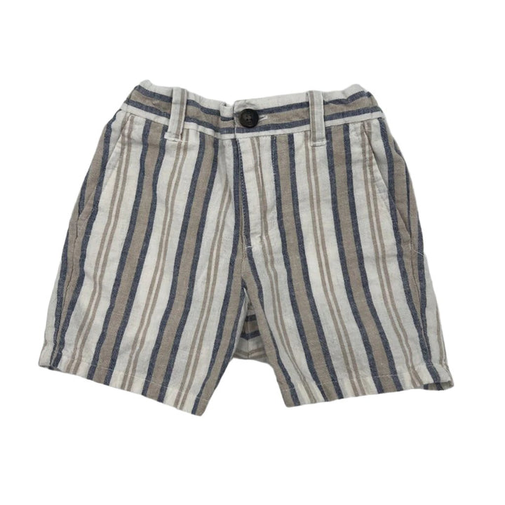 Adjustable Waist Striped Shorts