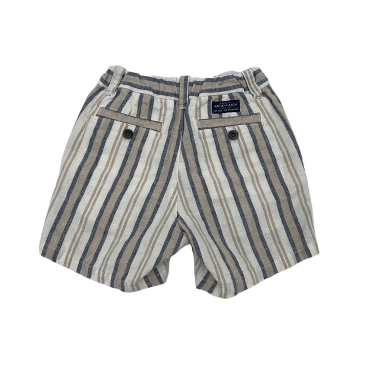 Adjustable Waist Striped Shorts