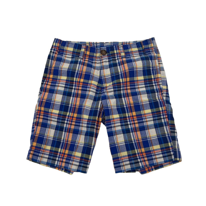 Adjustable Waist Plaid Shorts