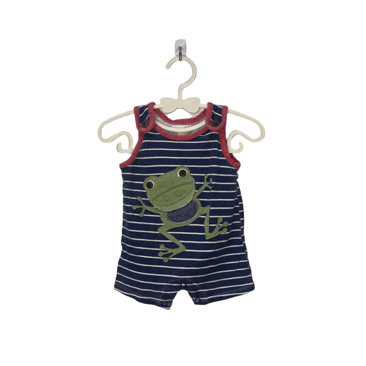 Sleeveless Striped Frog Romper