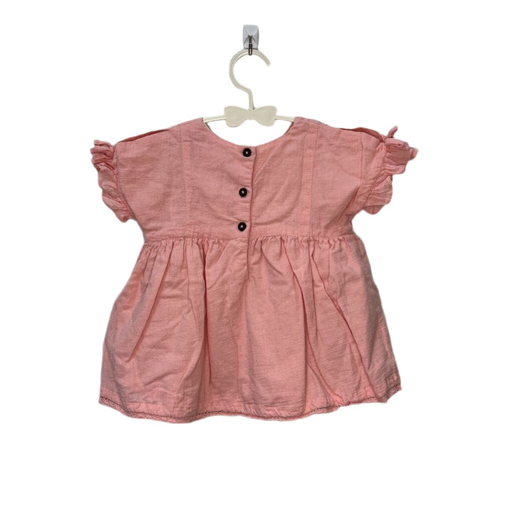 Ruffle Sleeve Top / Embroidered Flowers